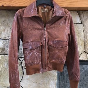 Real Italian brown bomber jacket, S